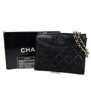 CHANEL CC Mini Matelasse Chain Shoulder Bag Leather Black GHW Vintage 626RK824